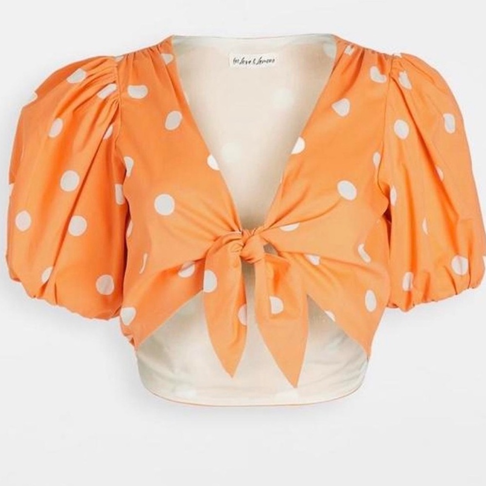 For Love And Lemons Orange Polka Dot Blouse